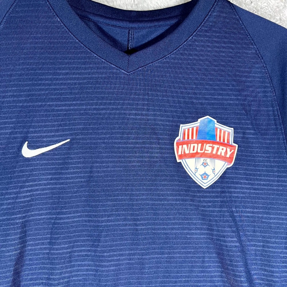 Nike Dri Fit Strike 2 Soccer Jersey Mens Medium Blue Raglan Sleeve Mesh‎ #93 - Picture 3 of 10